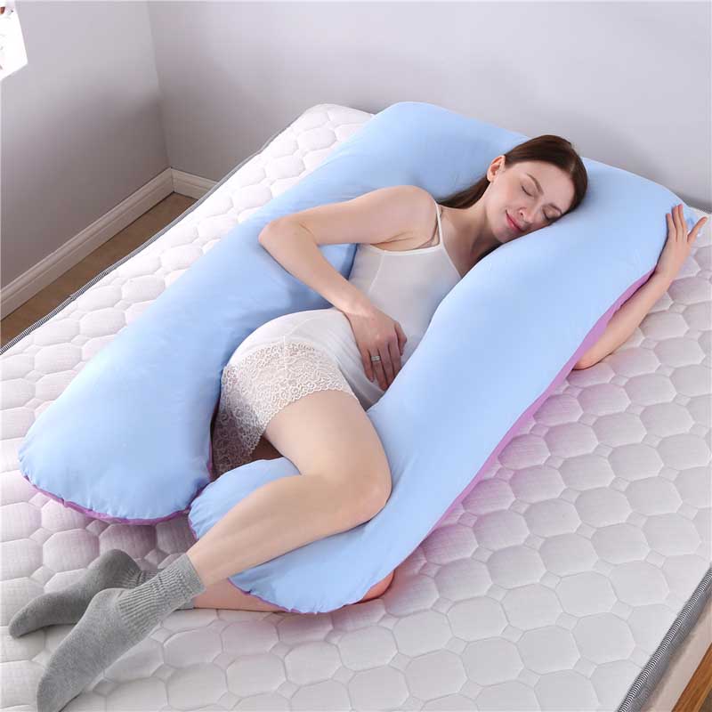 Oreiller pour femme enceinte, enveloppements complets, protection du ventre, coussin de soutien détachable pour maternité, jambes, coussin de puberté: blue purple