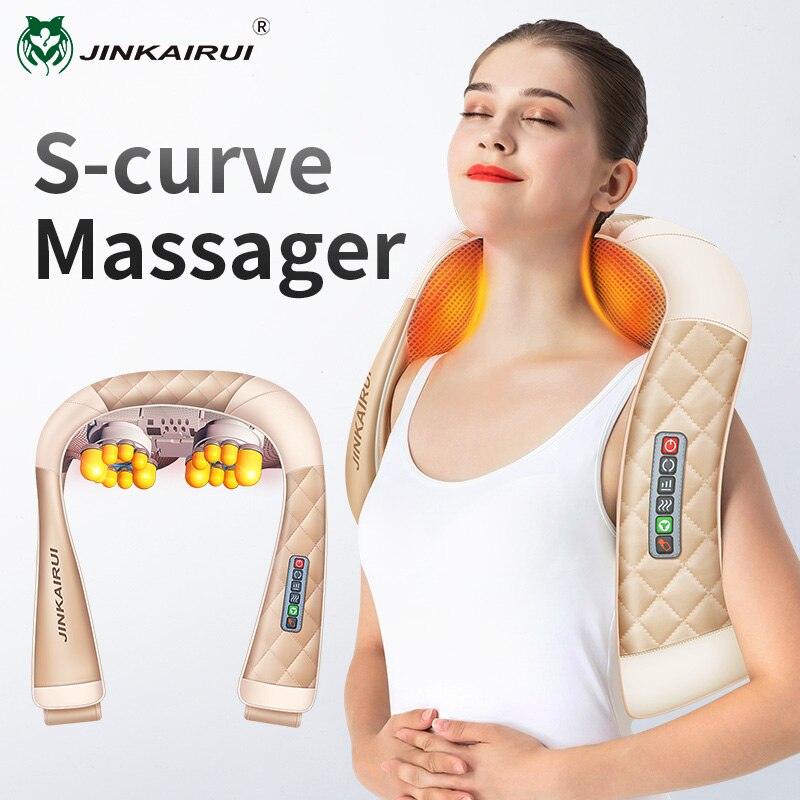 JinKaiRui – masseur électrique Shiatsu pour le dos, les épaules, le cou et le corps, châle multifonctionnel, pétrissage chauffant à infrarouge, voiture/maison