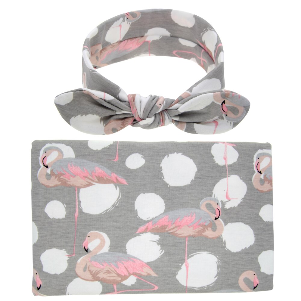 -né bébé sommeil photographie accessoires coton fleur impression couverture tissu serviettes Wrap chapeau bandeau bébé Photo accessoires: Gris