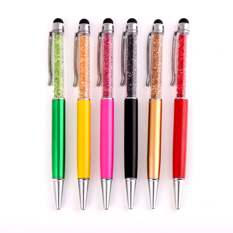 10 stücke Kreative Stylus Touch Pen kristall 0,7mm Kugelschreiber für Schreiben Schreibwaren Büro Schule Schwarz refill 2 in einem