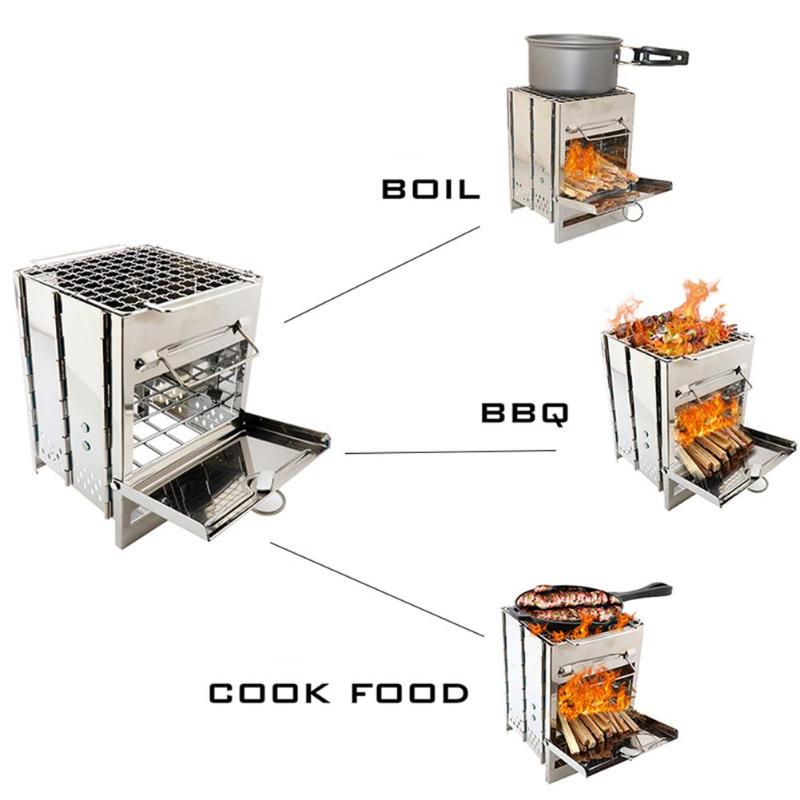 Esterno Portatile Griglia A Cremagliera In Acciaio Inox Barbecue Stufa Pan di Campeggio Roasters Stufa per la Casa di Campeggio e le Escursioni