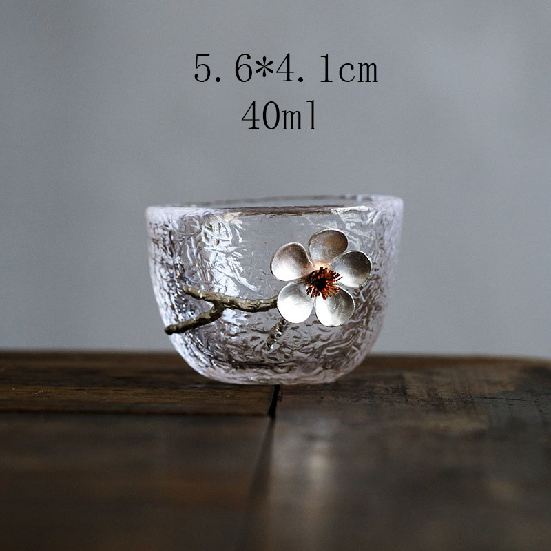 Japanse glazen theekopjes, proefkopjes met kersenbloesem, hoge temperatuur kungfu-theeservies, glaswerk voor thuis, wijnglas, drinkgerei: 10