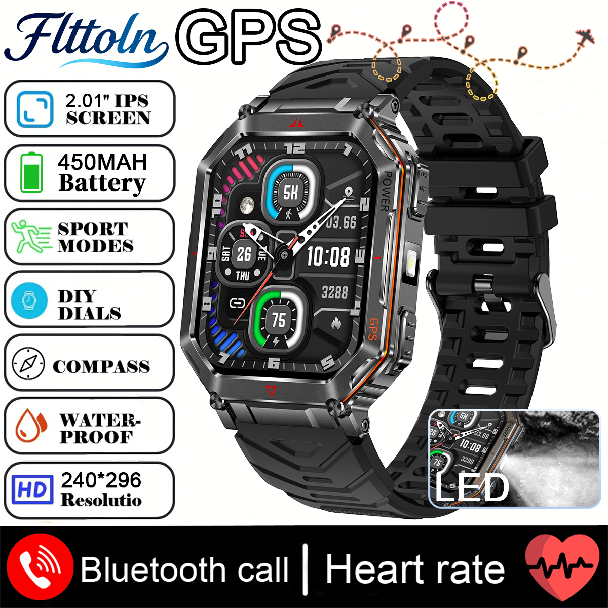 2025 Nuovo GPS SmartWatch Da Uomo Incorporato ChatGPT AI Assistente Bussola Altimetro Barometro Esterno 3ATM Impermeabile sport Smartwatch: BIANCO