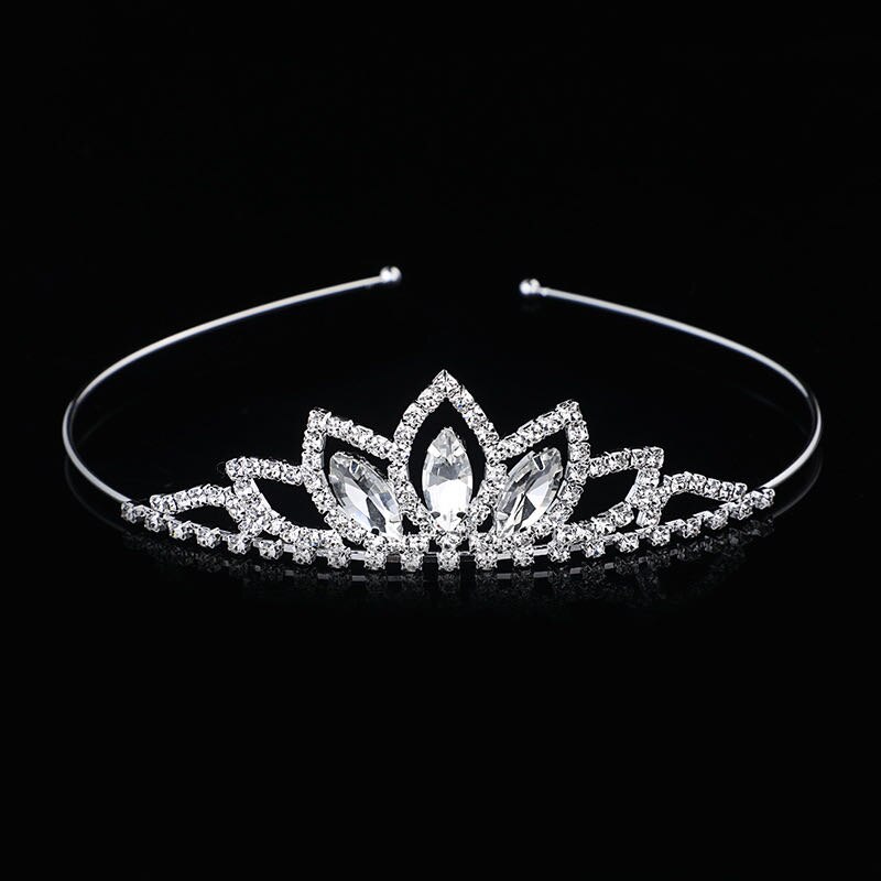 Princess Wedding Bridesmaid tiara with girl's crystal rhinestone hair ornament for bride's head: Silver
