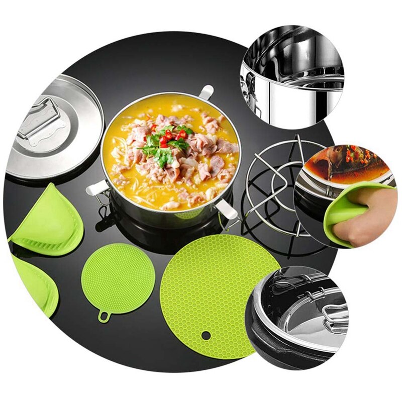 Food Stainless Steel Steamer Pot with Steamer Trivet Rack with Lid and Handle, Multi-Function Steaming Compartment Set