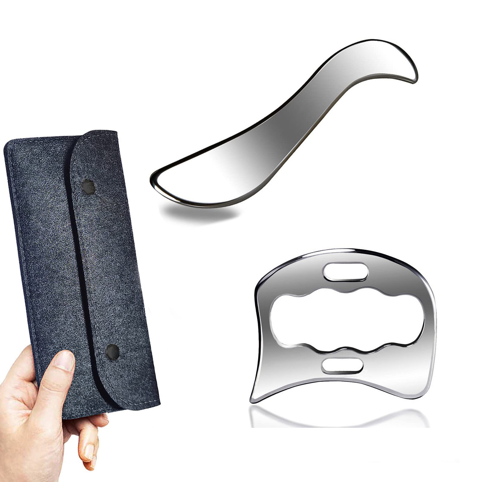 Gua Sha Stainless Steel Massage Tools Muscle Scraper Tool, Physiotherapy Tools, Muscle Gua Sha Tools: Silver