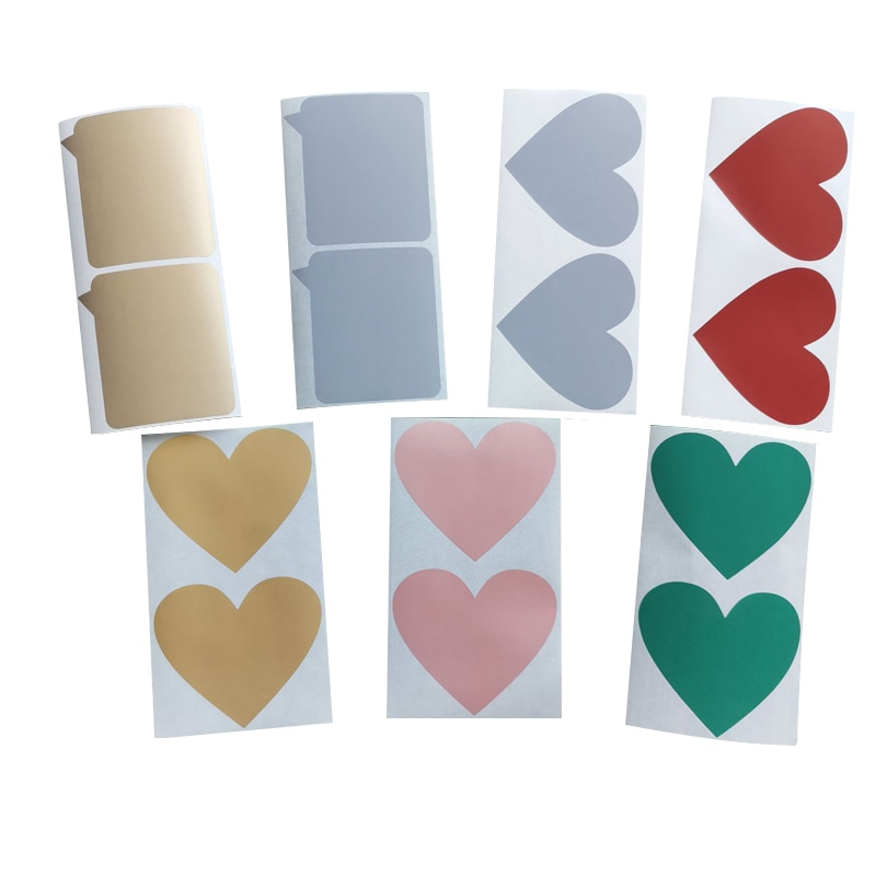 50pcs/lot Kawaii Golden Red Heart Dialog Scratch coating Sticker DIY Multifunction scraping sticker Decoration label