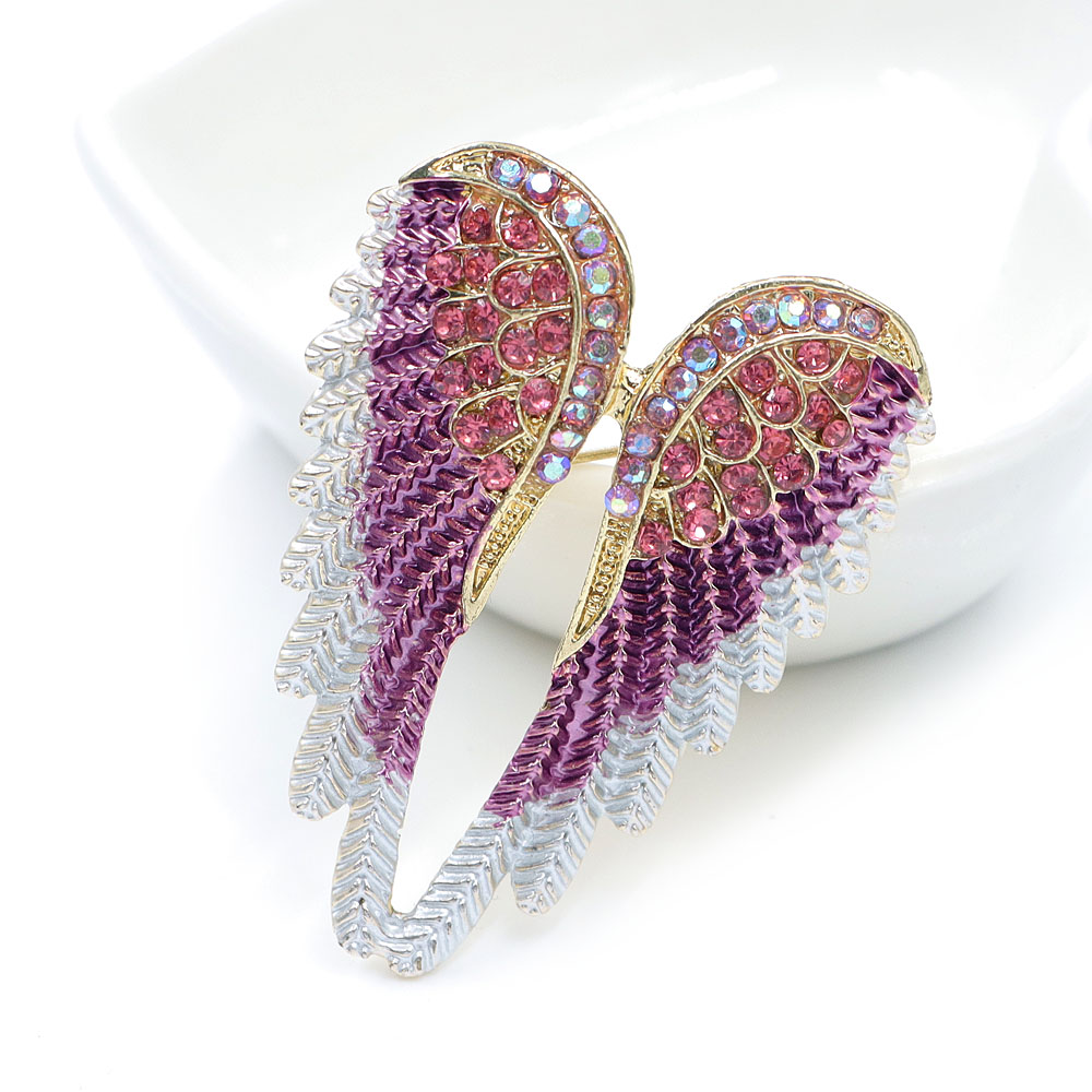 CINDY XIANG – broches d'aile en strass pour femmes, magnifique bijou d'ange disponible en 4 couleurs, de mariage et d'anniversaire: Couleur or jaune pâle