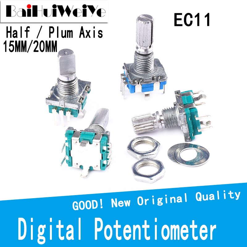 Encodeur rotatif axe Half/Plum, longueur de la poignée 15mm / 20mm interrupteur de code EC11 potentiomètre numérique avec interrupteur 5 broches 5 pièces/lot
