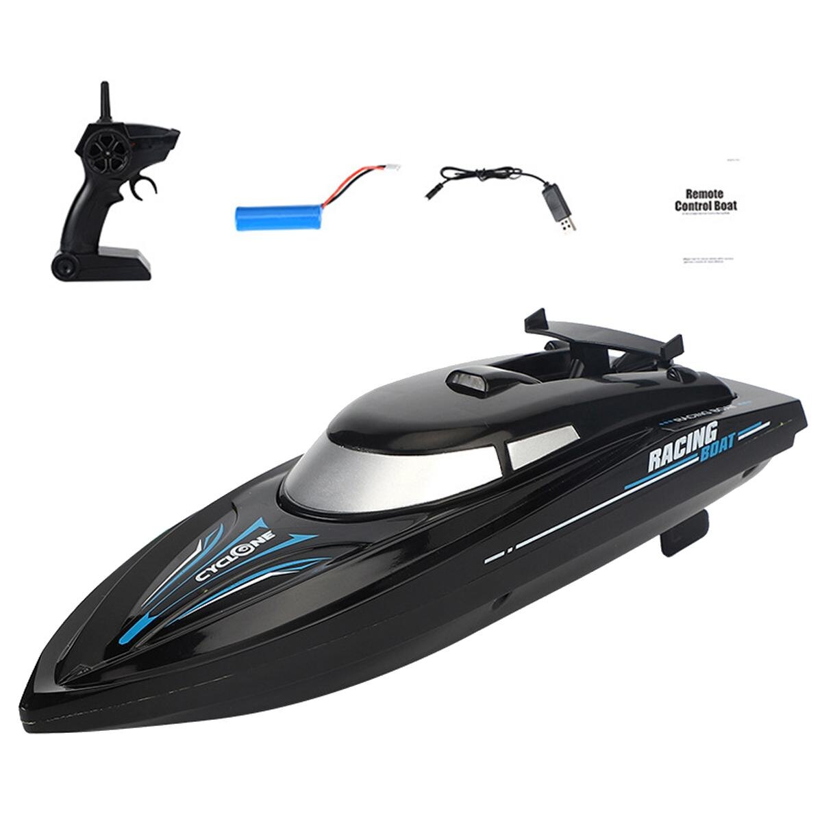 Jjrc 2.4G 48 Km/h Elektrische Racing Rc Boot Afstandsbediening Hoge Snelheid Kids Kind Speelgoed Water Sport radio-Controlled Boot: Black
