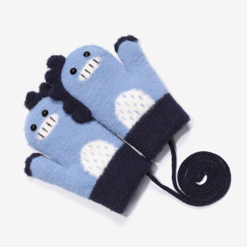 Peuter Magic Stretch Wanten Meisjes Soft Knit Cartoon Mitten Winter Plus Fluwelen Handschoenen Voor Kind 2-5 Jaar b0039: gray