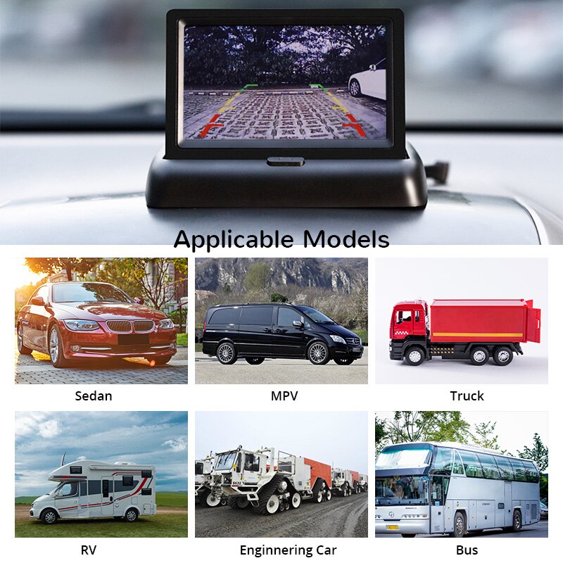 4.3 Inch TFT LCD Car Monitor Foldable Display Reverse Camera Parking System For Car Rearview NTSC PAL
