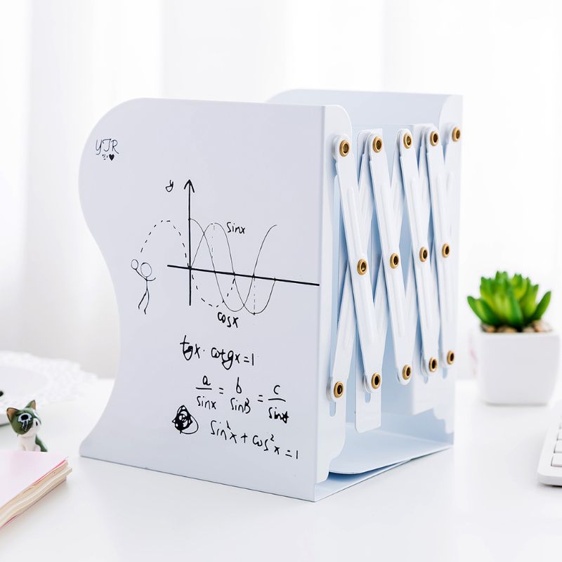 OOTDTY Reggilibri in Metallo A Scomparsa Supporto di Mensola Supporto Del Basamento Regolabile Porta Libro Ufficio: bianca