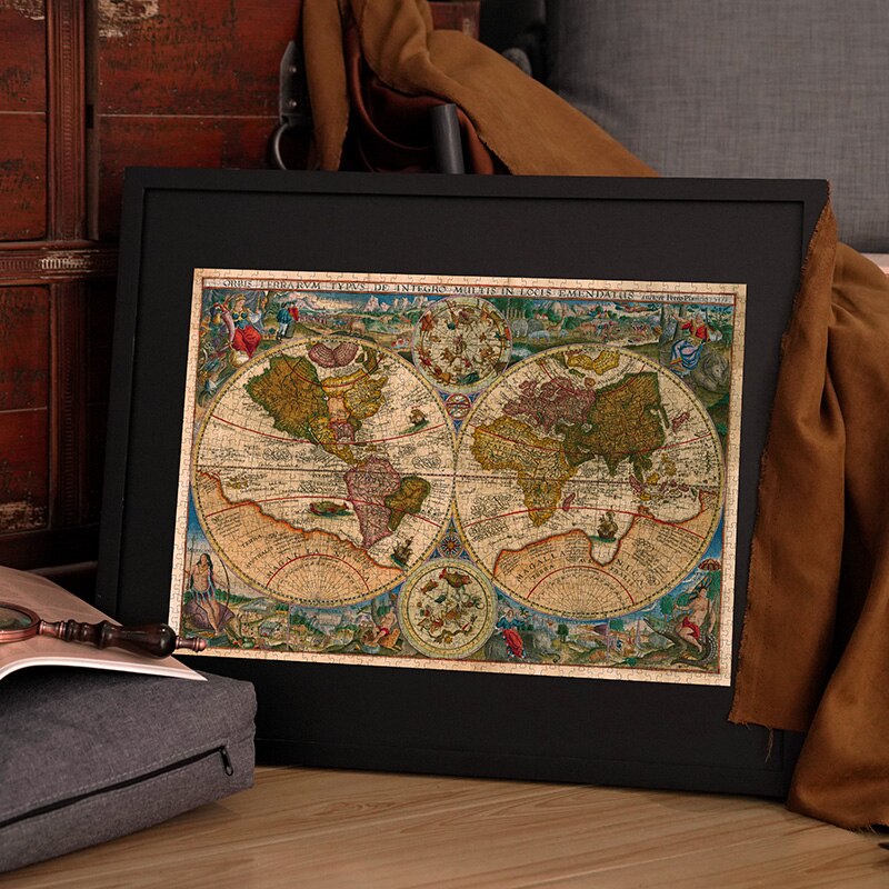 1000pcs Classical Map Puzzle Adults High Difficulty Puzzle Decompression Toys Interior Decoration Map of the Age of Navigation