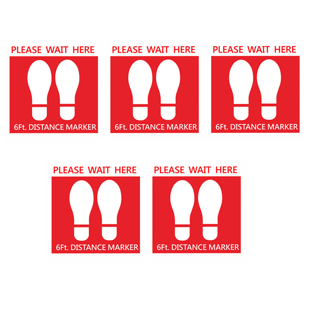 Social Distancing Floor Decal Stickers - Anti-Slip Safety Floor Sign Marker - Stand Here Keep Distance Round(5 Pack): Style3