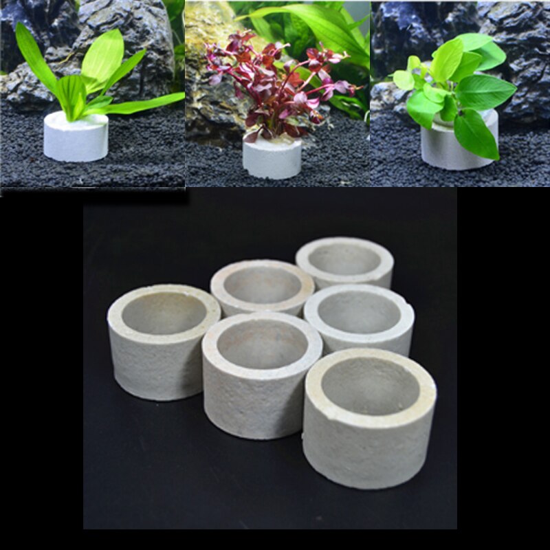 Aquarium Decoraties Keramische Ring Aquarium Plant Bevestiging Pot Polka Water Planten Gepot Planten Cilinder Cup Aquarium Ornamenten