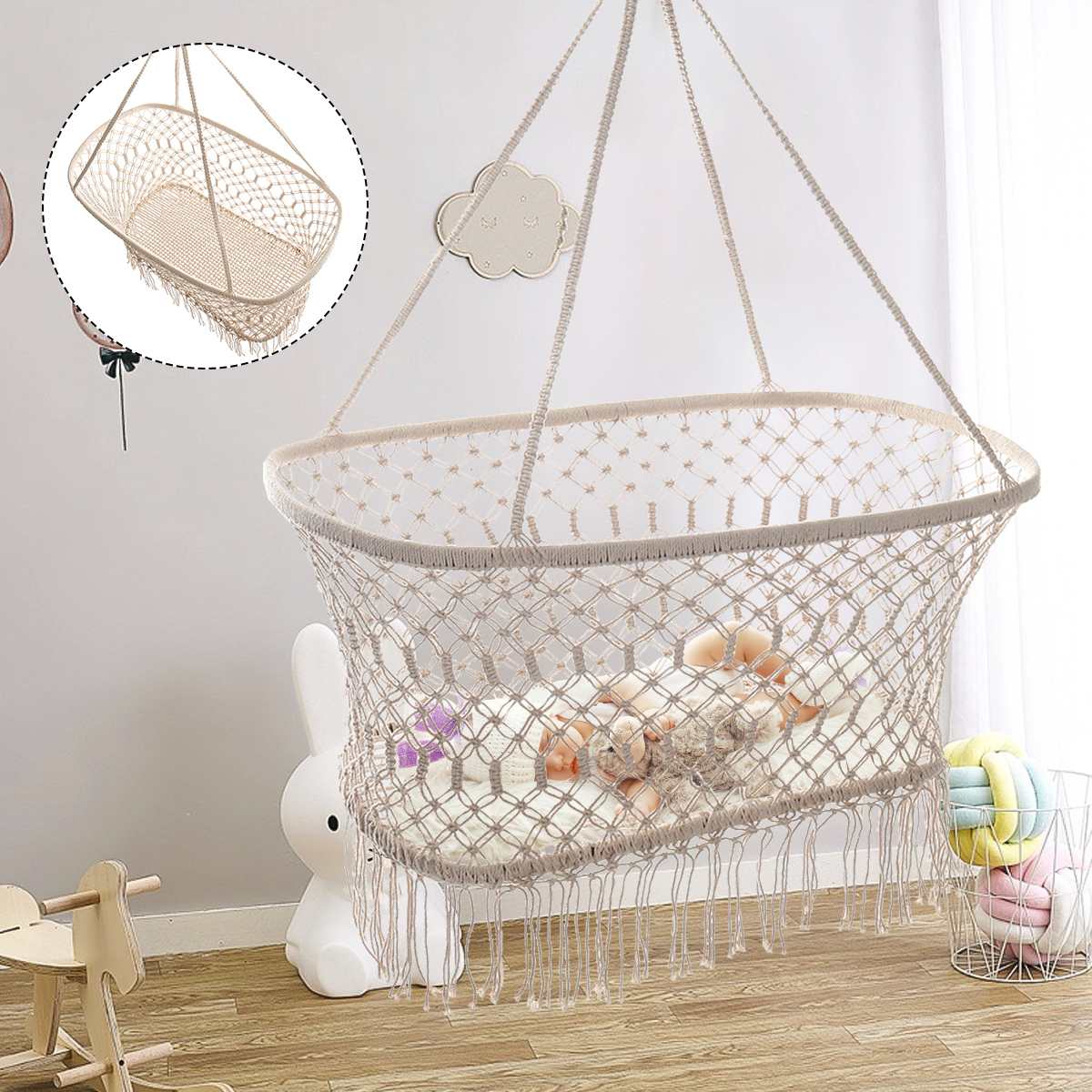 Nordic Wind Baby Hammock Cotton Rope Hammock Chair Swing Children Hammock Rocking Sleep Bed Outdoor Hanging Sest Swing Seat