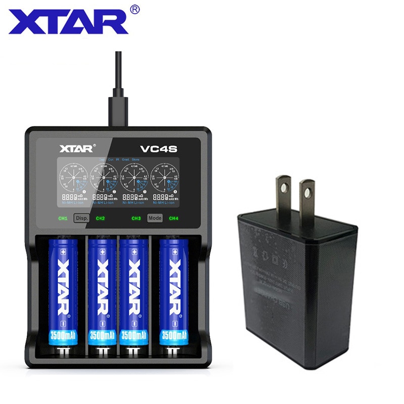 XTAR VC4 S VC4S QC3.0 charge rapide, Max3A pour fente unique appliquer à 3.6/3.7v li-ion IMR/INR/ICR/batterie 18650 14500 20700 21700: VC4S with US Plug