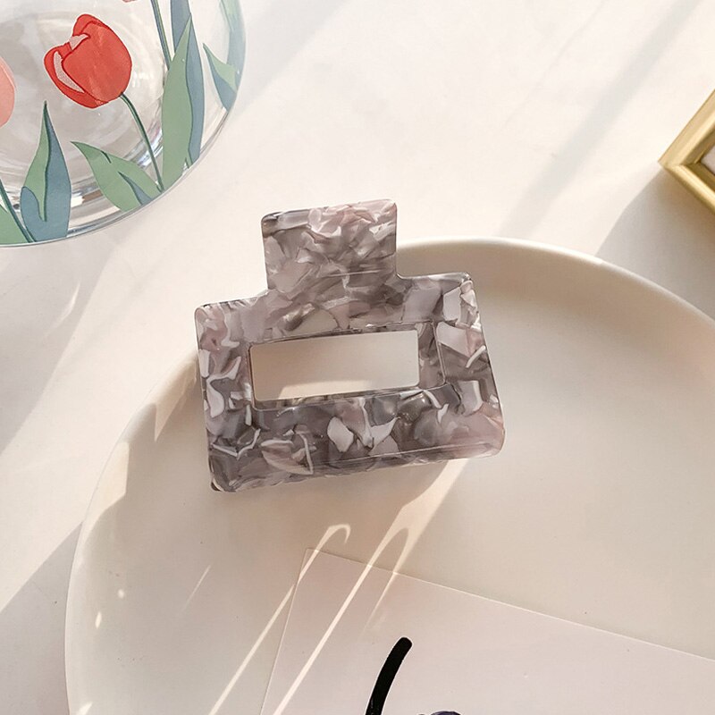 Leopard Print Hair Claws Geometric Hair Clamp Grab Hair Styling Hair Clips for Women Girls Hairpin Hair Accessories: Grey