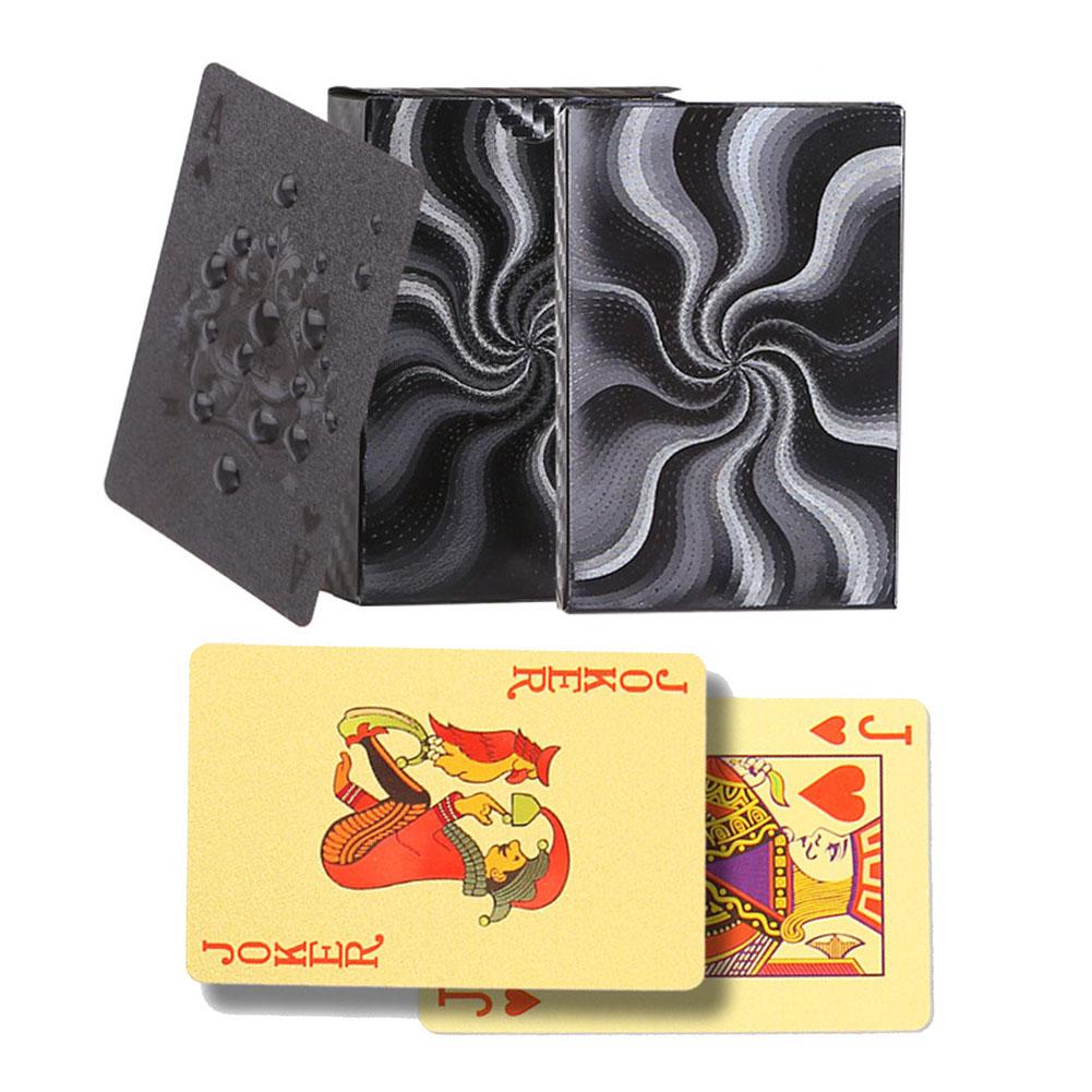 24K Goud zwart Speelkaarten Poker Game Dek Goudfolie Poker Set Plastic Magic Card Waterdicht Kaarten en beschermende case houder