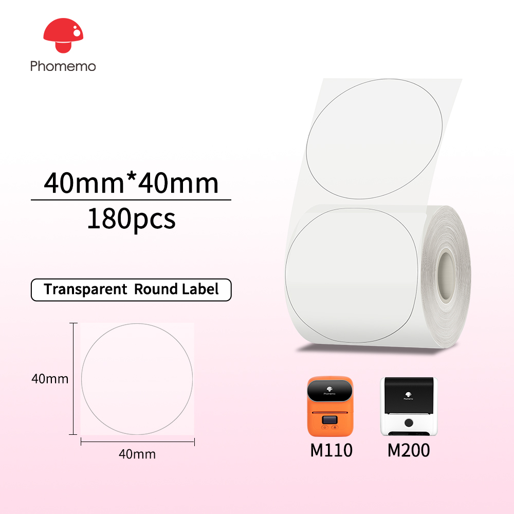 Phomemo M110 Etichette Termiche Carta Adesiva Carta Rotonda Trasparente 1.57 "x 1.57" Etichette Termiche Adesive Carta Stampante per M200 M221: Grigio chiaro