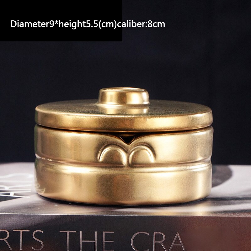 Luxe Keramische Asbak Met Deksel Woonkamer Salontafel Decoratie Stofdicht Draagbare Asbak Home Hotel Office Levert: A