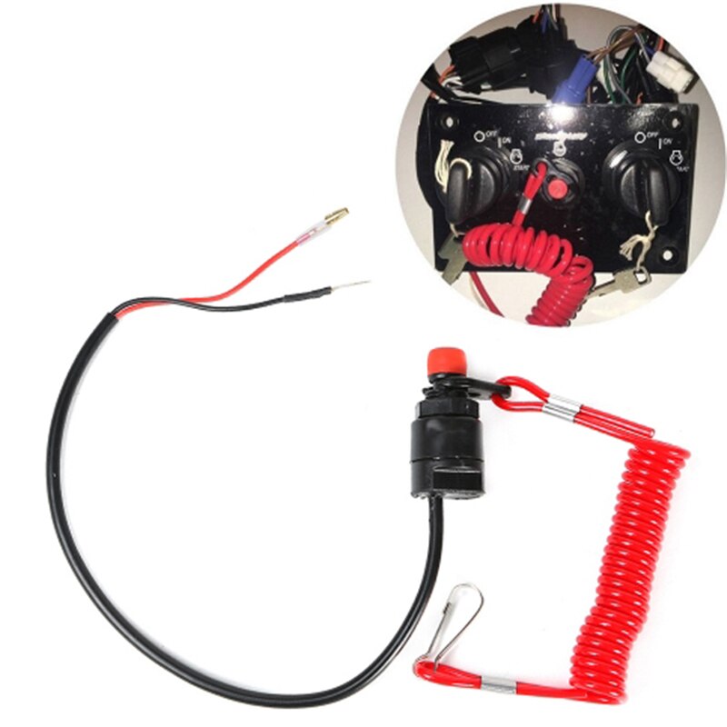 Universal Motorcycle Emergency Cut-off Flameout Trainer Switch Outboard Engine Motor Stop Switch Safety Tether Cord Lanyard