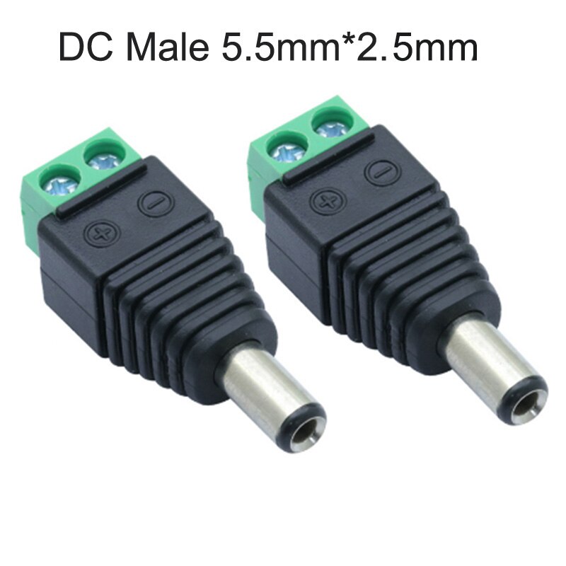 100pcs/lot 5.5x2.5mm DC AV Balun DC Power Plug to AV Balun Connector DC Plug 2 Poles AV Screw Balun CCTV Video Converter Adapter