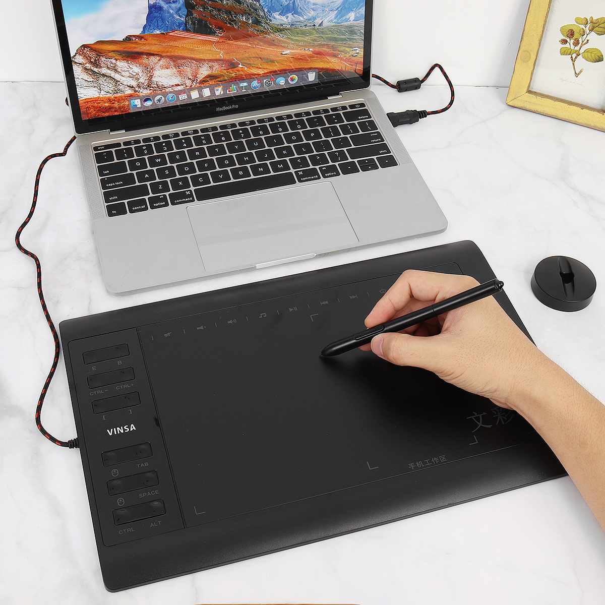 9.4x14.17'' Graphics Tablet 8192 Levels Graphic Drawing Tablet Digital Tablet 233 Point Quick Reading Signature Pad Drawing Pen