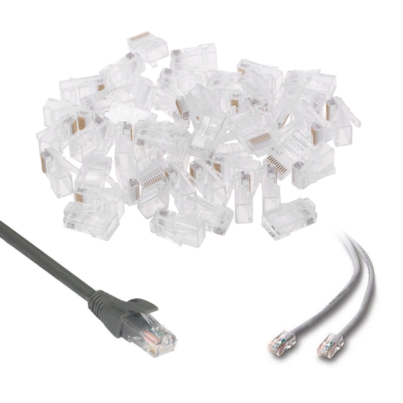 50 Pcs/Pack Stranded 10P10C Network Cable Connector RJ48 Crystal Plug Modular B95C