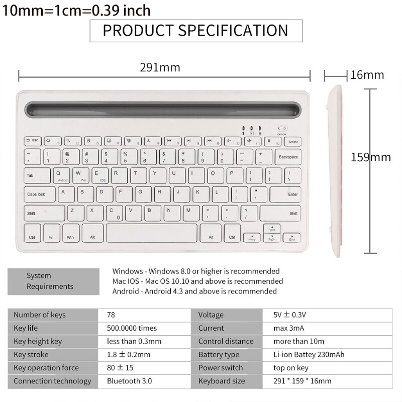 Mobile Phone External Keyboard Wireless Bluetooth-compatible Multi-device Keyboard