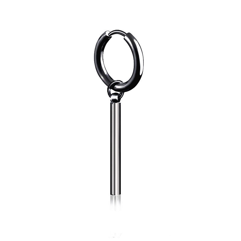 Pendientes falsos minimalistas de Roronoa Zoro, barra cuadrada, pendiente de aro colgante, Clip de oreja, pendiente de acero inoxidable, joyería para hombres: Vino tinto