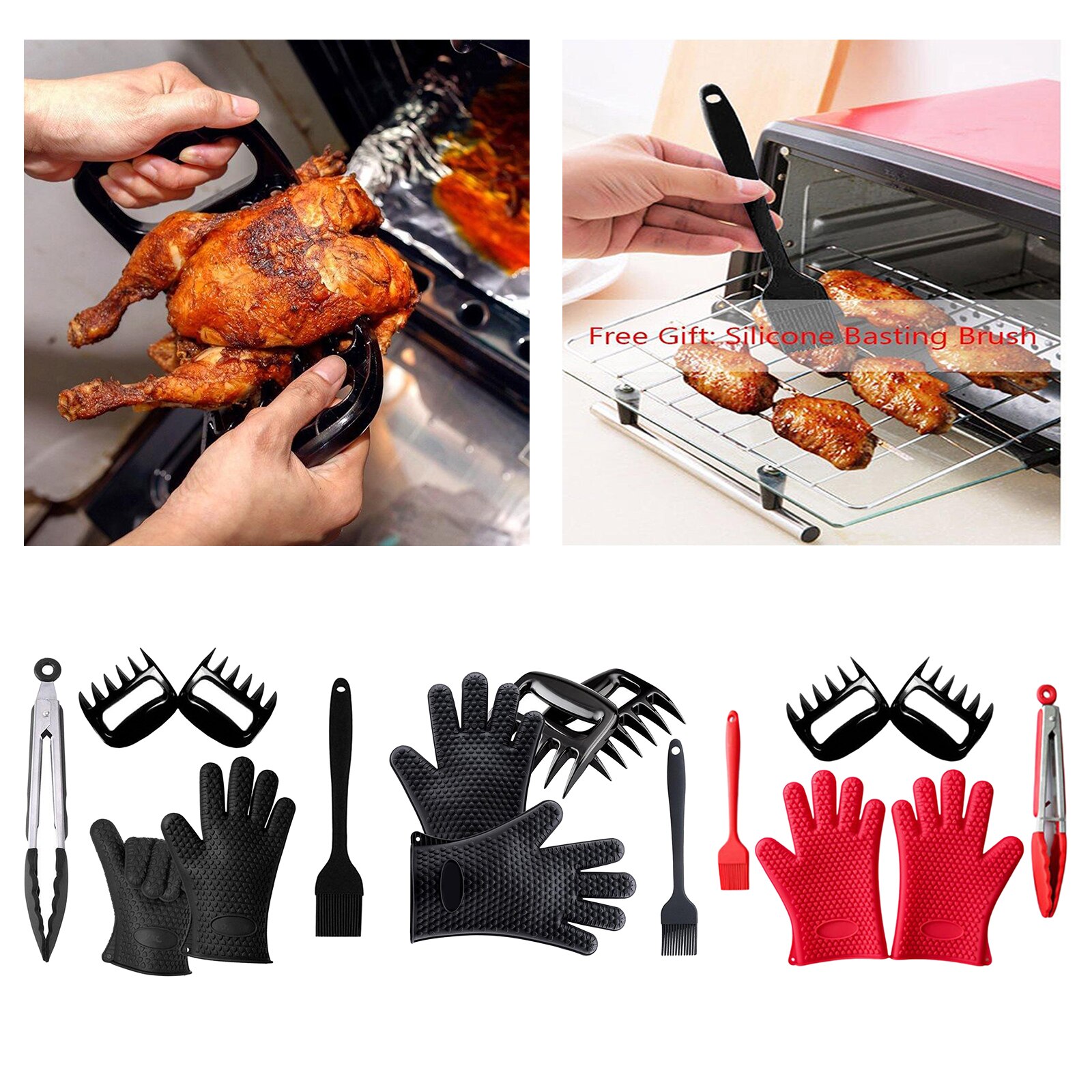 BBQ Metal Meat Shredder Claw Food Meat Forks Wooden Handle Chicken Turkey Claws Barbecue Tools Kit