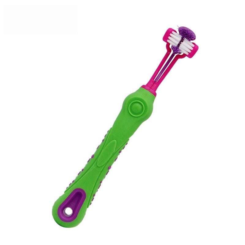 Three Sided Pet Toothbrush Dog Brush Addition Bad Breath Tartar Teeth Care Dog Cat Cleaning Mouth Dog toothbrush: green