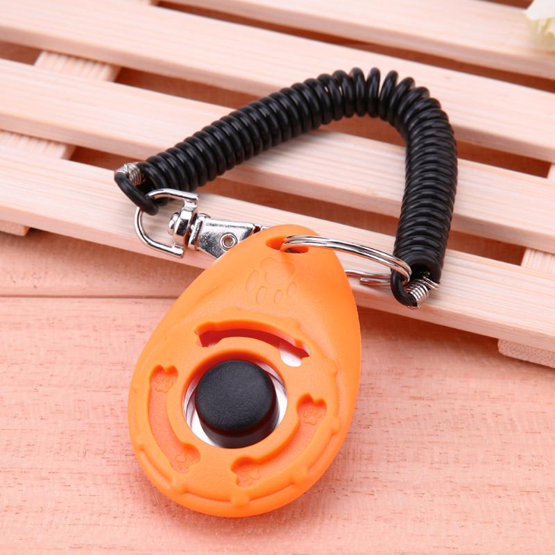 Universal Pet Trainer perros entrenamiento Clicker llavero mascotas entrenamiento herramientas ajustable Cadena de llaves sonoras perro Clicker sonido entrenamiento