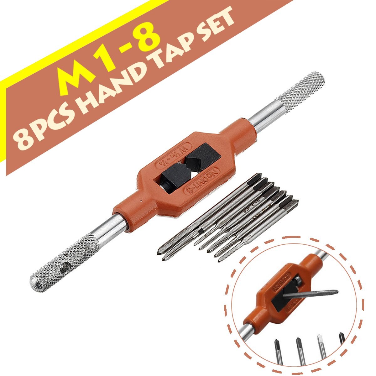 7 st  m1.1-m2.5 miniskruv handtappset handtapp gänga trådgängning gängkranar attackverktyg  m1-8 justerbar gängnyckel