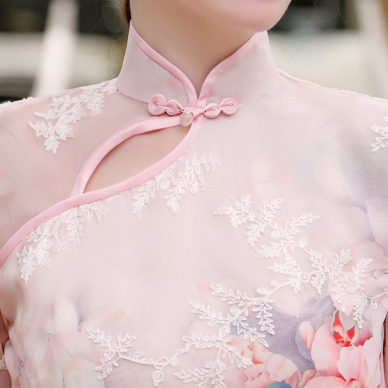 FZSLCYIYI-vestidos de estilo chino tradicional para mujer, vestido de media manga hasta la rodilla con estampado de qipao