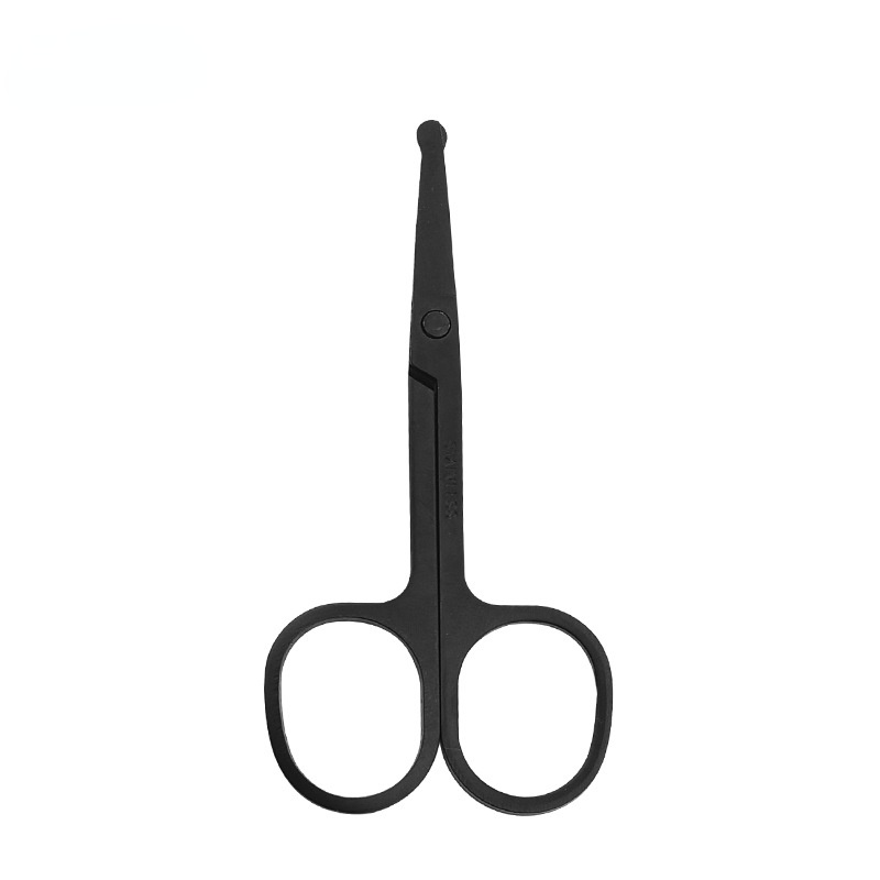 Ciseaux de coiffure pour le nez, en acier inoxydable, léger, à pointe ronde, tondeuse de beauté, ergonomique, coupe-cheveux pour le nez: BlackA