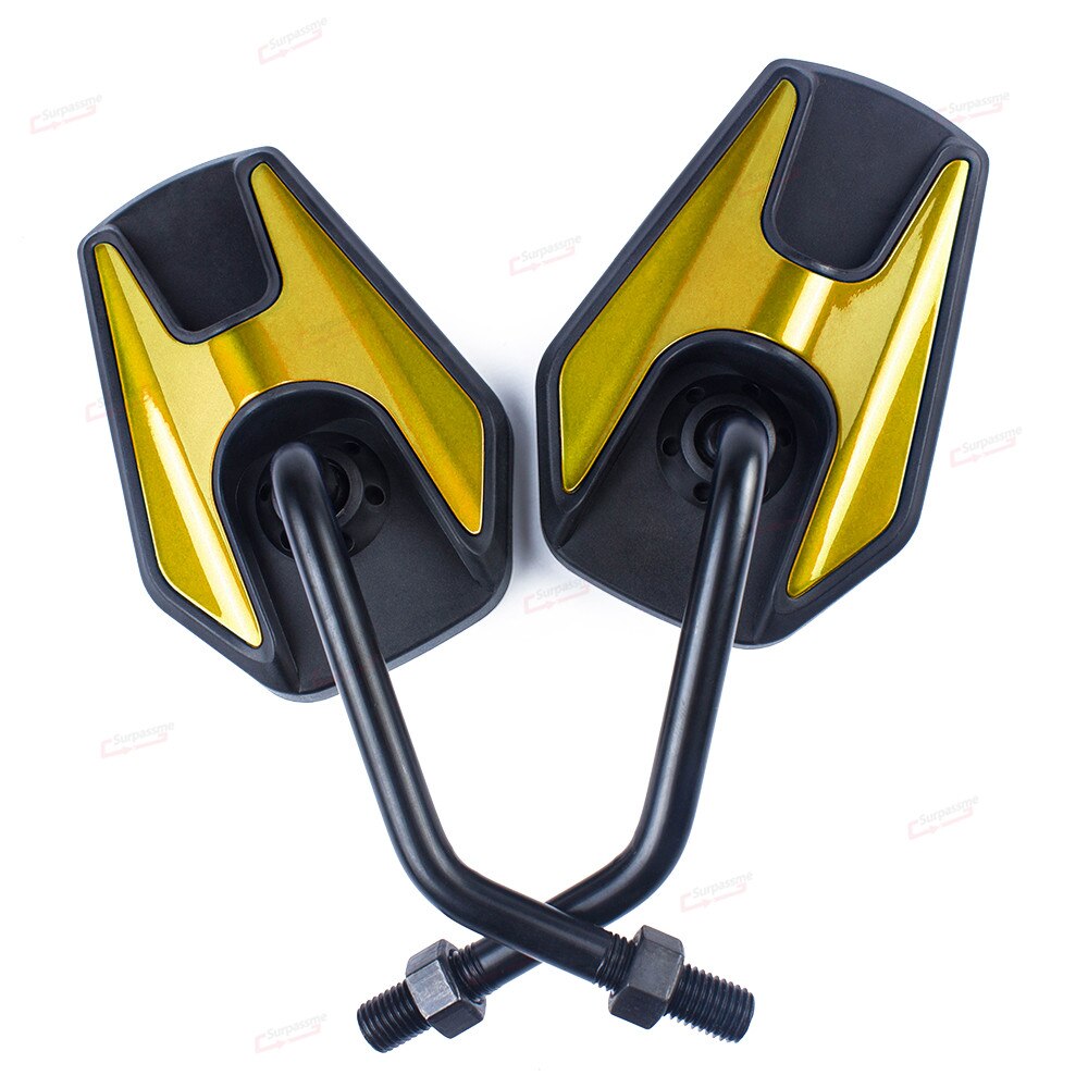 10Mm Universele Motorfiets Spiegels Motorbike Achteruitkijkspiegel Side Spiegels Voor Moto Bromfiets Elektrische Fiets Scooter Motor Accessoires: YELLOW