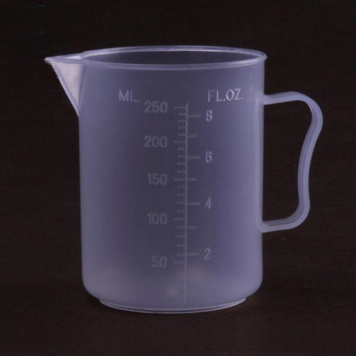 1 stks 2 stks 250 ml tot 5000 ml Plastic beker met schaal Clear Wit Plastic Maatbeker met handvat Beaker voor Lab Keuken
