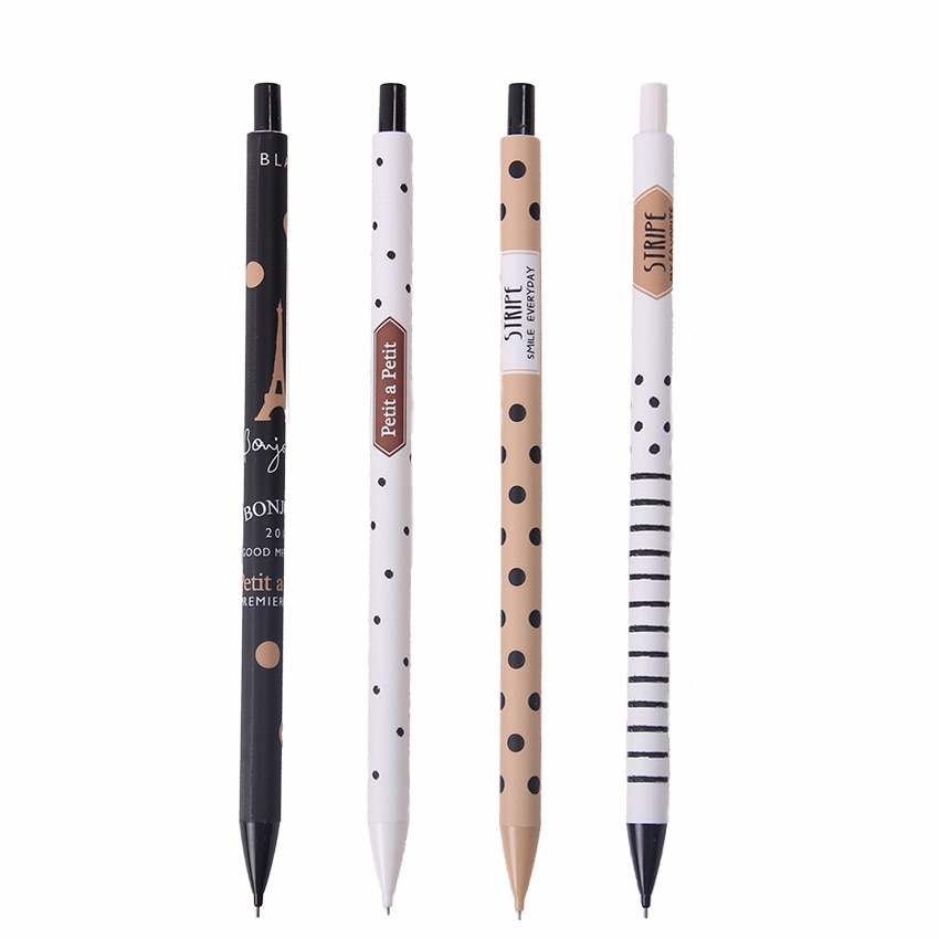 1 stk/partij Mode 0.5mm Automatische Pen Schattige Zwarte en Witte Stippen Plastic Mechanische Potlood voor Studenten Leren Schrijven Levert
