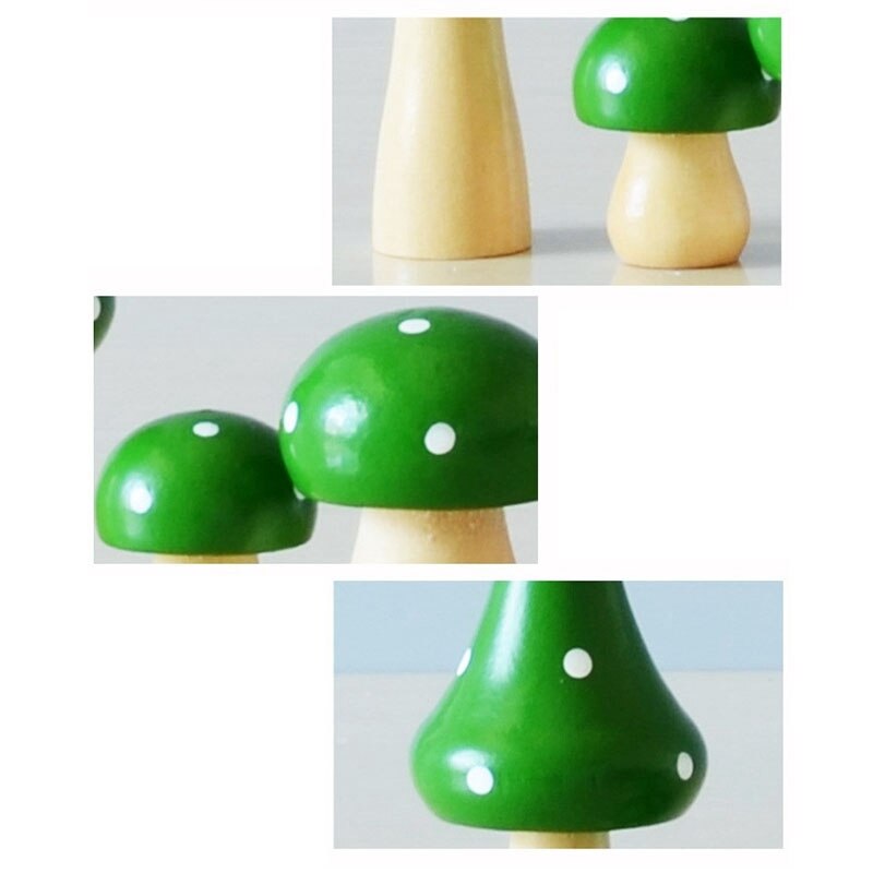 Decoratieve Simulatie-Planten Kamer Decoraties Leuke Massief Houten Paddestoel Ornamenten Driedelige Bureau Decoratie