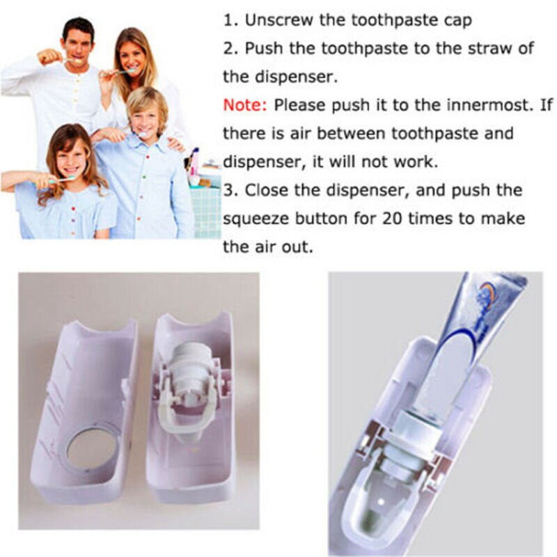 Distributeur automatique de dentifrice + 5 porte-brosse à dents ensemble support mural