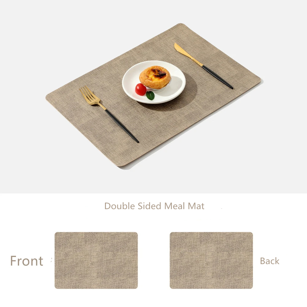 Placemats Dubbelzijdig, Kunstleer Plaats Maaltijdmatten Binnen Placemats voor Eettafel Buiten Vierkant Antislip Wasbare Placemats: M / Beige
