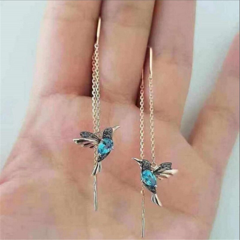 Exquisite Vogel-Vormige Hummingbird Hoepel Hanger Crystal Hanger Oorbellen Kwastje Vogel Oorbellen Voor Vrouwen Bruiloft Sieraden: 284lan