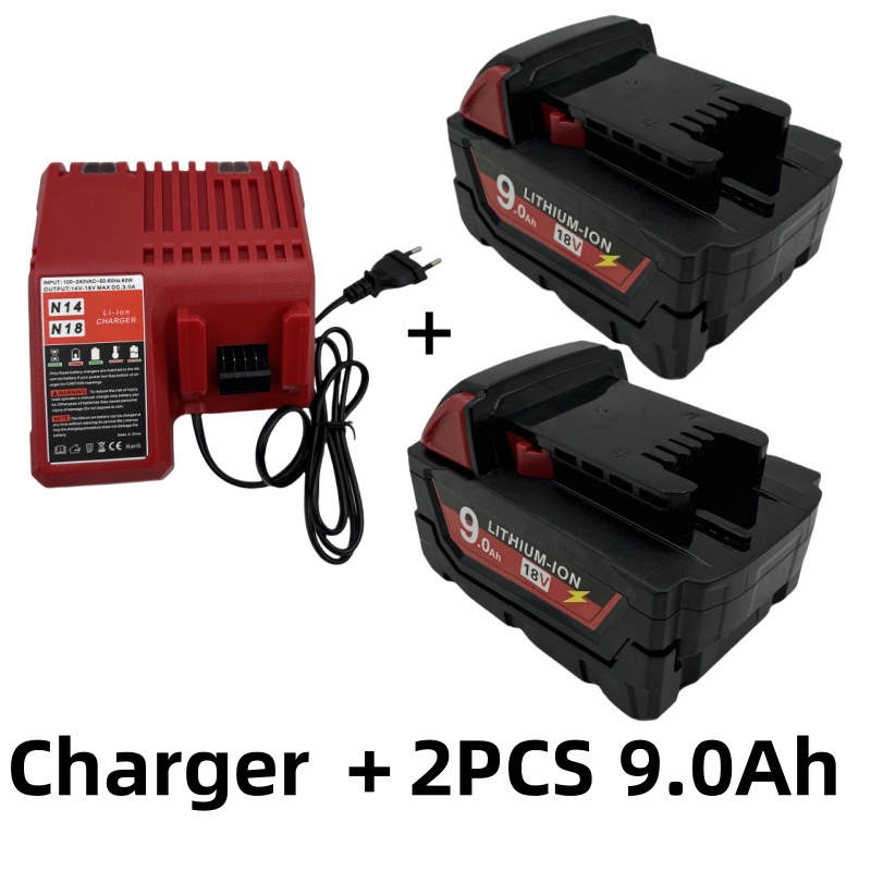 Akumulator do elektronarzędzi Milwaukee M18, ładowarka, Milwaukee 18V, BR, XC, 18V, 9000mAh M18B5, 48-11-1860, wbudowany akumulator 18650