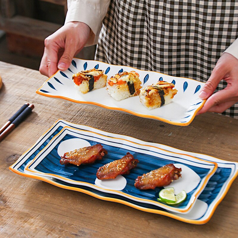 Rechteck Erzähler Große Schüsseln für Nachtisch Kuchen Vorspeisen Fleisch Sushi Porzellan Portion Teller für Weihnachten