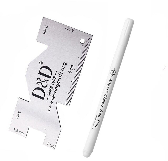 Water Erasable Pen Fabric Marker Pen & Metal Sewing Measuring Gauge Patchwork Ruler DIY Tailoring Craft Sewing Tools: 3
