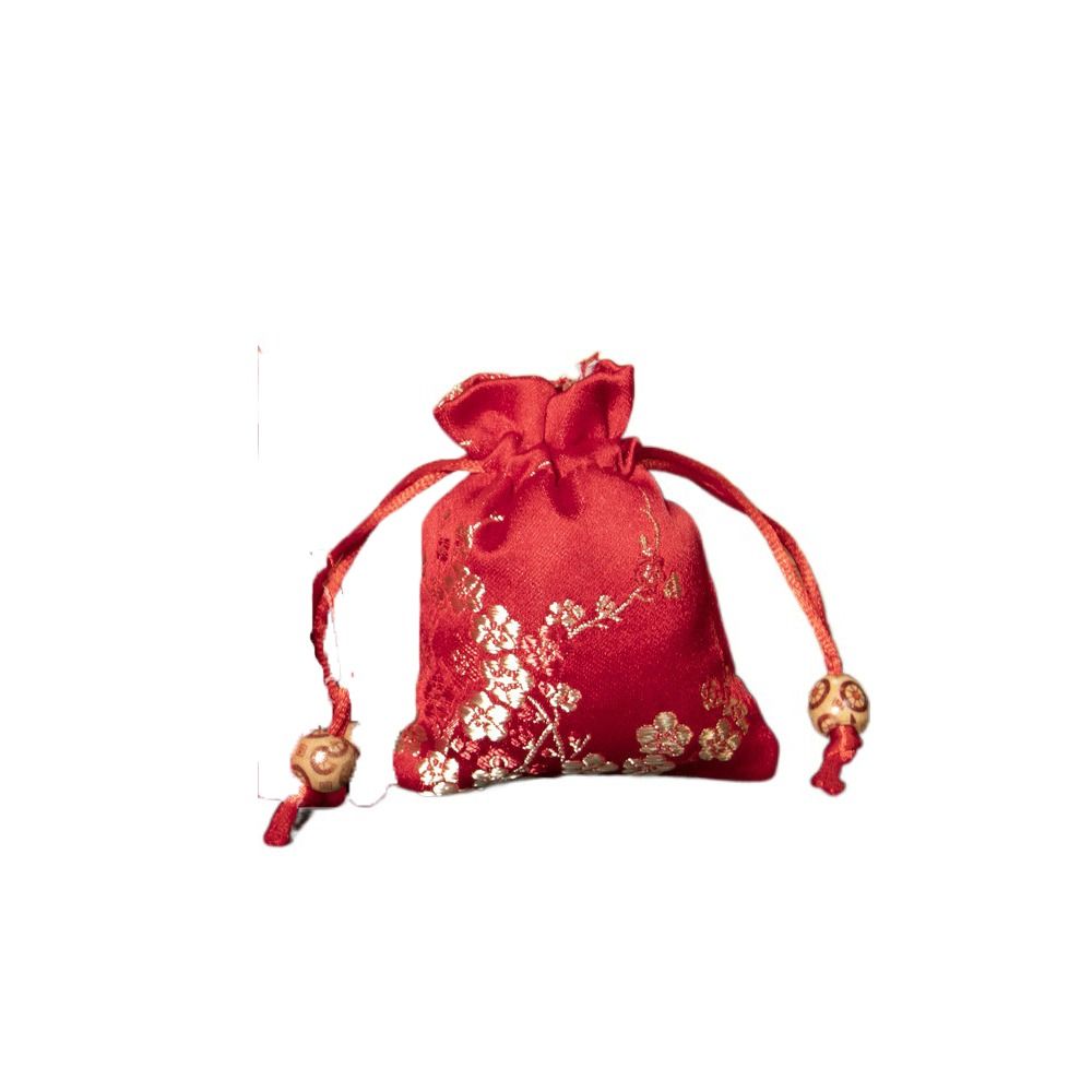 Satijnen Opbergtas Mode Bloem Geborduurd Vrouwen Sachet Trekkoord Snoepzak Sieraden Verpakking Tas Dames: WIT