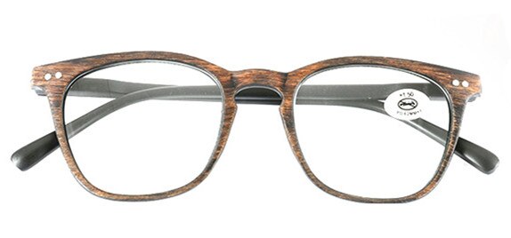 Noordse houten kleur oversized kunststof montuur hoogwaardige presbyopie brilmontuur veerleesbril met graad  +1.0 +1.5 +2.0: +400 / Bruin